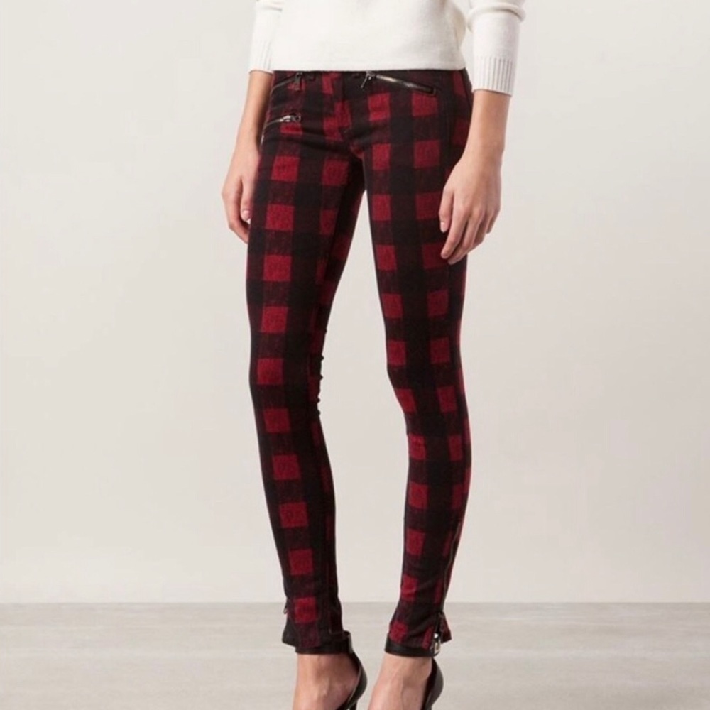 Rag & bone Red Plaid Skinny Jeans  Red Buffalo